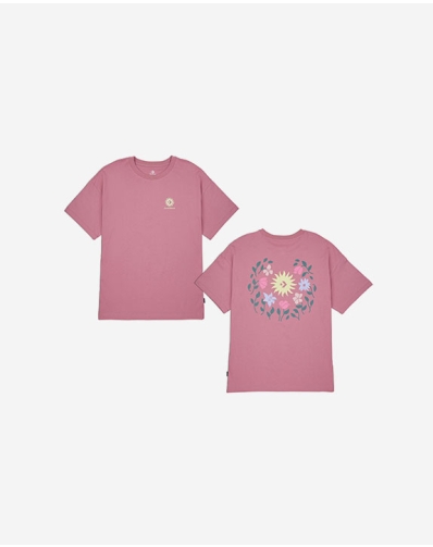 FLORAL GRAPHIC CREW TEE PINK